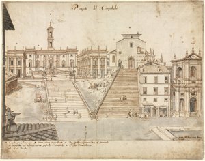 Atten udsigter over Rom: Campidoglio, 1665. af Lievin Cruyl