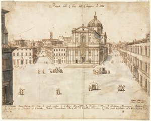 Atten udsigter over Rom: Gesù-kirken, 1665. af Lievin Cruyl