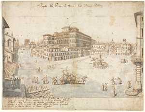 Atten udsigter over Rom: Piazza Barberini recto..., 1665.