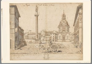 Udsigt over Rom med Trajans søjle og S. Maria di Loreto Prospetto della Colonna Traiana (titel på objekt)