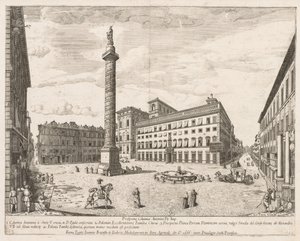 Piazza Colonna fra "View of the Landmarks of the City of Rome" af Lievin Cruyl