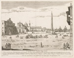 Piazza del Popolo fra "Udsigt over vartegnene i byen Rom" af Lievin Cruyl