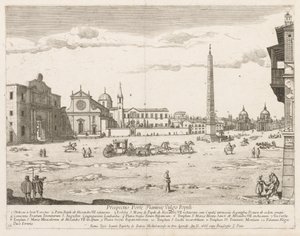 Piazza del Popolo fra prospektet i Lourum i byen Rom, 1666. af Lievin Cruyl