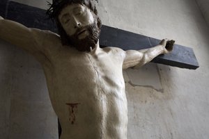 Kristus på korset, detalje (malet træ) af Ligier Richier