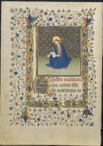 Blad fra en timebog: St. Matthæus, ca. 1415-20. af Limbourg Brothers