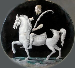 Kong Henrik II af Frankrig til hest Plate, midten af det 16. århundrede. af Limousin