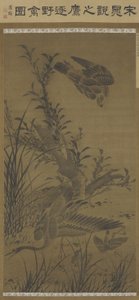 Hawk Pursuing Water Fowl, Ming-dynastiet, slutningen af det 15.-begyndelsen af det 16. århundrede (blæk og farve på silke)