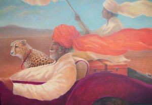 Maharaja, dreng med paraply + gepard af Lincoln Seligman