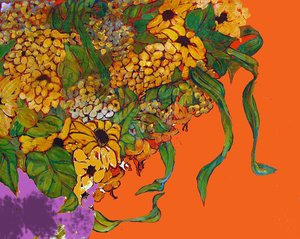 Flowers in my Vase, 2014 (blandet, akryl, blæk, olie)