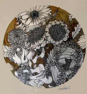 Tuschtegning (tusch, pergamentpapir) af linda arthurs
