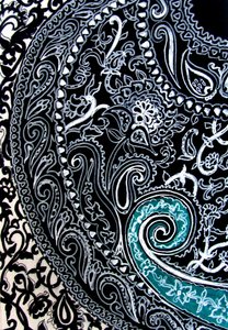 Paisley study, 2016 (blæk på akvarelpapir) af linda arthurs