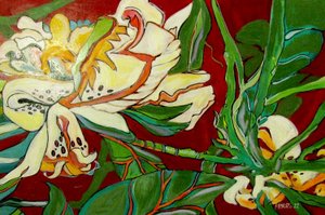 Hvid blomst, 2016 (blandede medier)