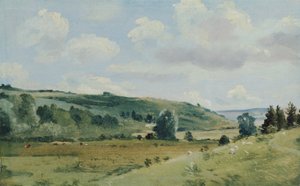 Landskab, ca. 1849-55 (olie på panel) af Lionel Constable