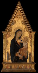 Madonna og barn med hellige og engle, ca. 1350.
