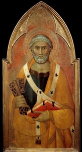 Repræsentation af Sankt Peter (San Pietro) Detrempe på træ af Lippo Memmi (kendt fra 1317-1347) 1300-tallet søn. 0,94x0,44 m - Repræsentation af Sankt Peter (San Pietro). Tempera på træ af Lippo Memmi (kendt fra 1317 til 1347)