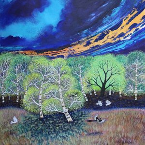Evening Sky, 2023 (akryl på lærred) af Lisa Graa Jensen