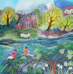 Finker, 2020, (akryl på papir) af Lisa Graa Jensen