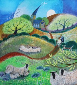 Kissing Gate, 2021 (akryl på papir) af Lisa Graa Jensen