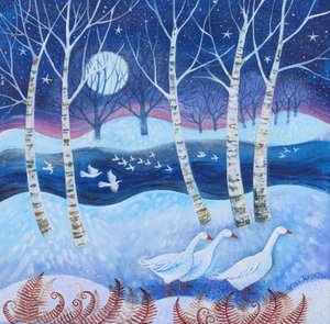 Snowy Flight, 2024 (akryl på linned) af Lisa Graa Jensen