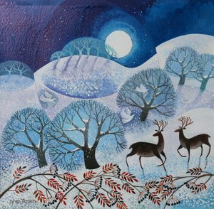 Snowy Land, 2017, (akrylblæk på papir) af Lisa Graa Jensen