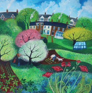 Suburbia, 2018 (akryl på papir) af Lisa Graa Jensen