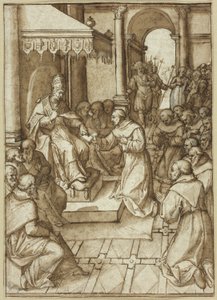 Godkendelse af Franciskanerordenens regler af pave Innocentius III i 1209 af Livio Agresti