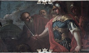 Alexander den Store skærer den gordiske knude, 1736-1737 af Livio Retti