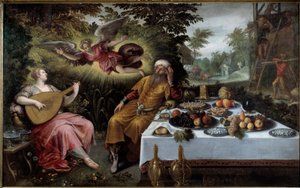 Forfængelighed af rigdomme eller melankolsk elendighed. Maleri af Ludovico Pozzoseratto (1550-1610)