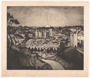 Avignon (original titel) af Lodewijk Schelfhout (signed by artist)