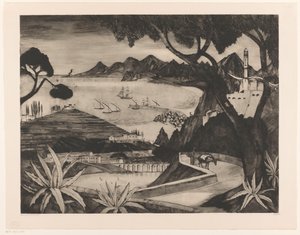 Bjerglandskab med bugt på Korsika La Corse (original titel) af Lodewijk Schelfhout (signed by artist)