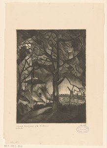Gård Les Fermes (original titel på objekt) af Lodewijk Schelfhout (signed by artist)