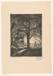 Gård Les Fermes (original titel på objekt) af Lodewijk Schelfhout (signed by artist)
