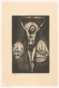 Kristus på korset Le Christ I (original titel på objekt) af Lodewijk Schelfhout (signed by artist)