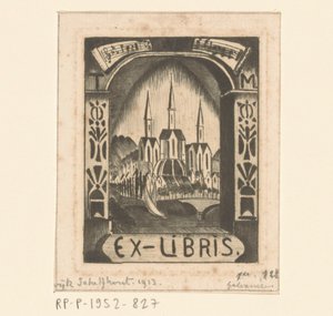 Ex libris af T. Mengelberg af Lodewijk Schelfhout (signed by artist)