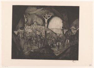Golgata I (original titel) af Lodewijk Schelfhout (signed by artist)