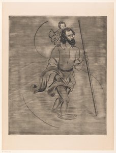 Sankt Christopher med Kristusbarnet Saint Christophe (original titel) af Lodewijk Schelfhout (signed by artist)