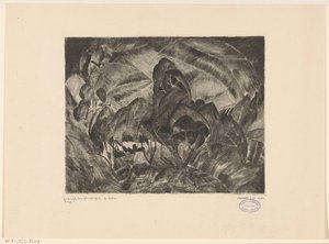 Bakket landskab med træer Les Arbres (original titel på objekt) af Lodewijk Schelfhout (signed by artist)