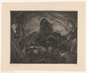 Bakket landskab med træer Les Arbres (original titel på objekt) af Lodewijk Schelfhout (signed by artist)