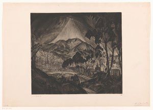 Bakket landskab med industri Evolution (original titel) af Lodewijk Schelfhout (signed by artist)