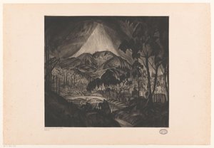 Bakket landskab med industri Evolution (original titel på objekt) af Lodewijk Schelfhout (signed by artist)