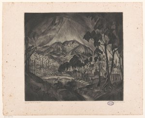 Bakket landskab med industri Evolution (original titel på objekt) af Lodewijk Schelfhout (signed by artist)