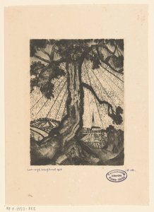 Bakket landskab med bebyggelse Le Village I (original titel) af Lodewijk Schelfhout (signed by artist)