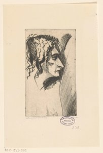 Hovedet af en kvinde Tête de femme IV (original titel) af Lodewijk Schelfhout (signed by artist)