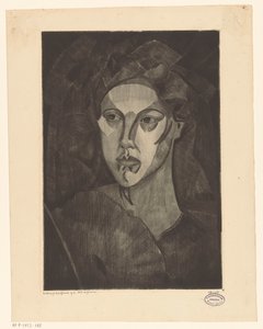Hovedet af en kvinde Tête de femme I (original titel på objektet) af Lodewijk Schelfhout (signed by artist)