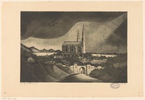 Katedral La Cathédrale (original titel) af Lodewijk Schelfhout (signed by artist)