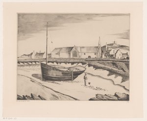 Kystbebyggelse La Baie de St. Pierre (original titel) af Lodewijk Schelfhout (signed by artist)