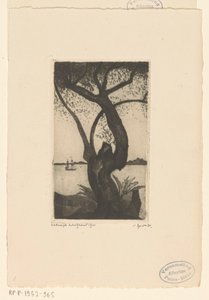 Oliventræ på Korsika Olivier, Corse (original titel) af Lodewijk Schelfhout (signed by artist)