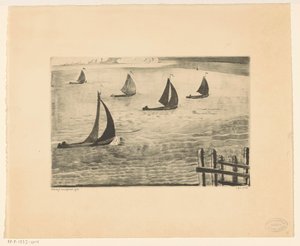 Havneudgang Sortie du port (original titel) af Lodewijk Schelfhout (signed by artist)