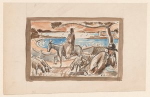 Flyvning til Egypten af Lodewijk Schelfhout (signed by artist)