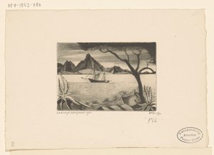 Sejlskib i en bugt Le Bateau (original titel) af Lodewijk Schelfhout (signed by artist)